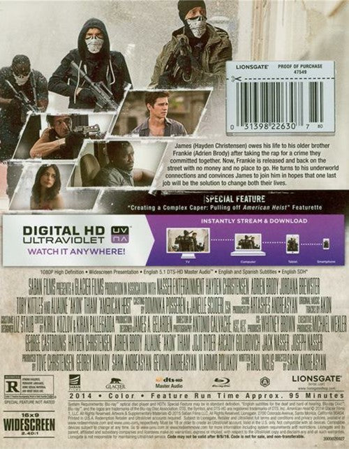 American Heist Blu-Ray + Digital HD (Free Shipping)