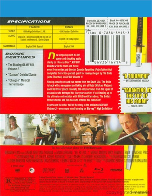 Kill Bill: Volume 2 Blu-ray (Free Shipping)