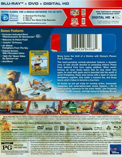 Planes: Fire & Rescue Blu-Ray + DVD + Digital HD (2-Disc Set) (Free Shipping)