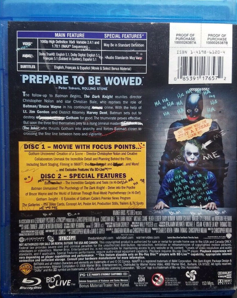 The Dark Knight Blu-ray (2-Disc) (Free Shipping)
