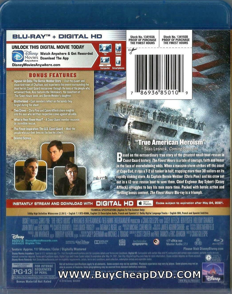 The Finest Hours Blu-Ray + Digital HD (Free Shipping)