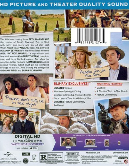 A Million Ways To Die In The West Blu-ray + DVD + Digital HD with Slip Cover (Free Shipping)