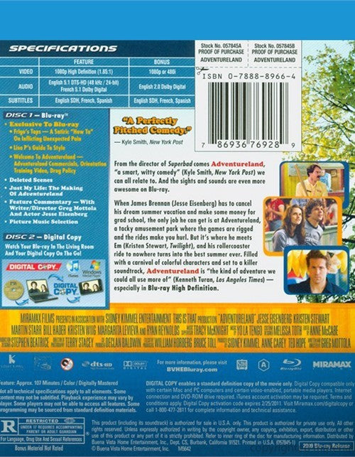 Adventureland Blu-ray + Digital Copy (2-Disc) (Free Shipping)