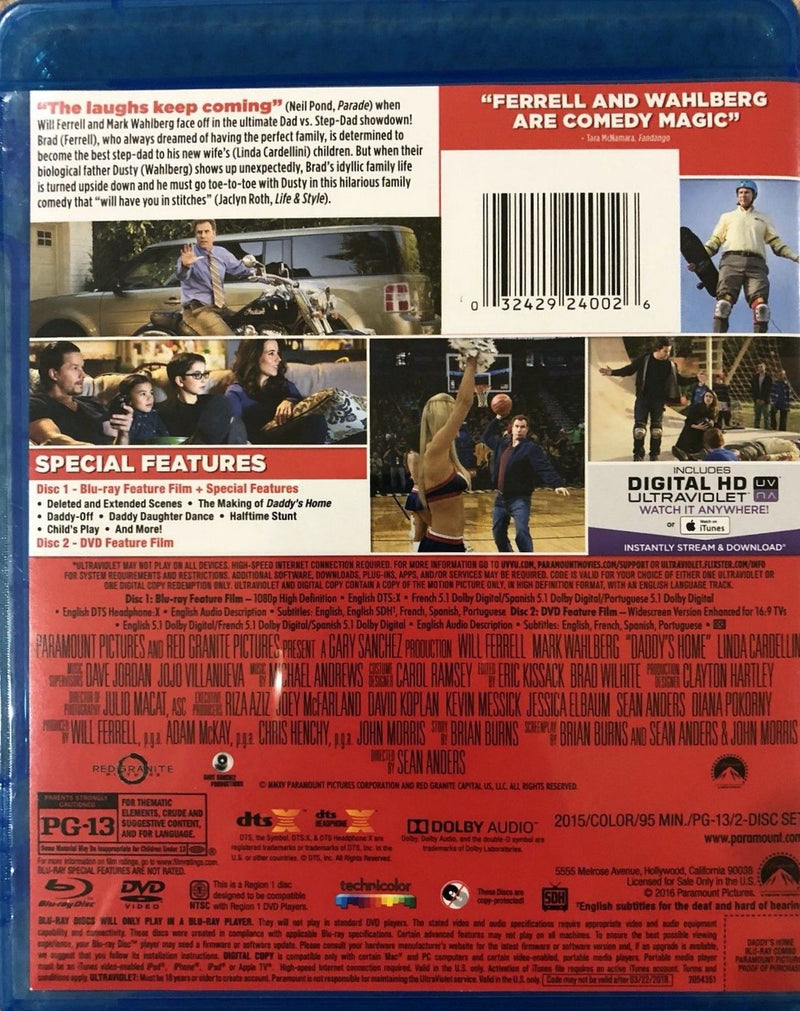 Daddy's Home Blu-Ray + DVD + Digital HD (2-Disc Set) (Free Shipping)