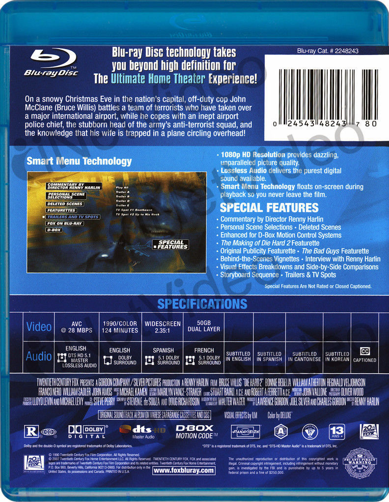 Die Hard 2 - Die Harder Blu-Ray (Free Shipping)