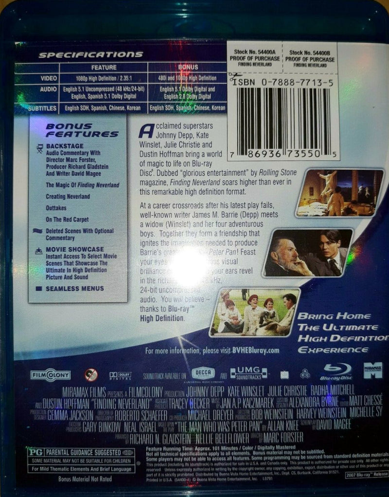 Finding Neverland Blu-ray (Free Shipping)