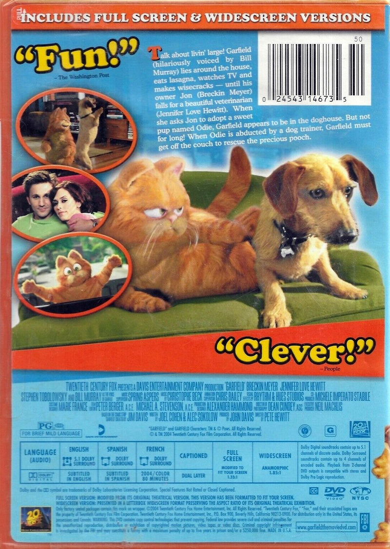 Garfield: The Movie DVD (Free Shipping)