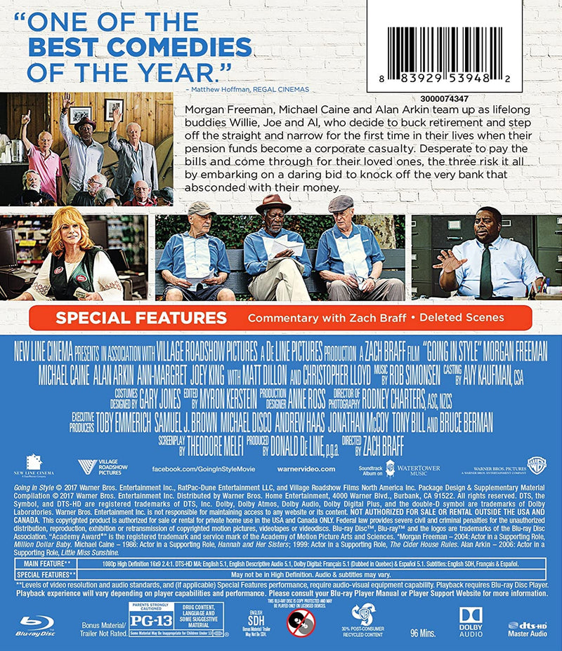 Going In Style Blu-Ray (Free Shipping)