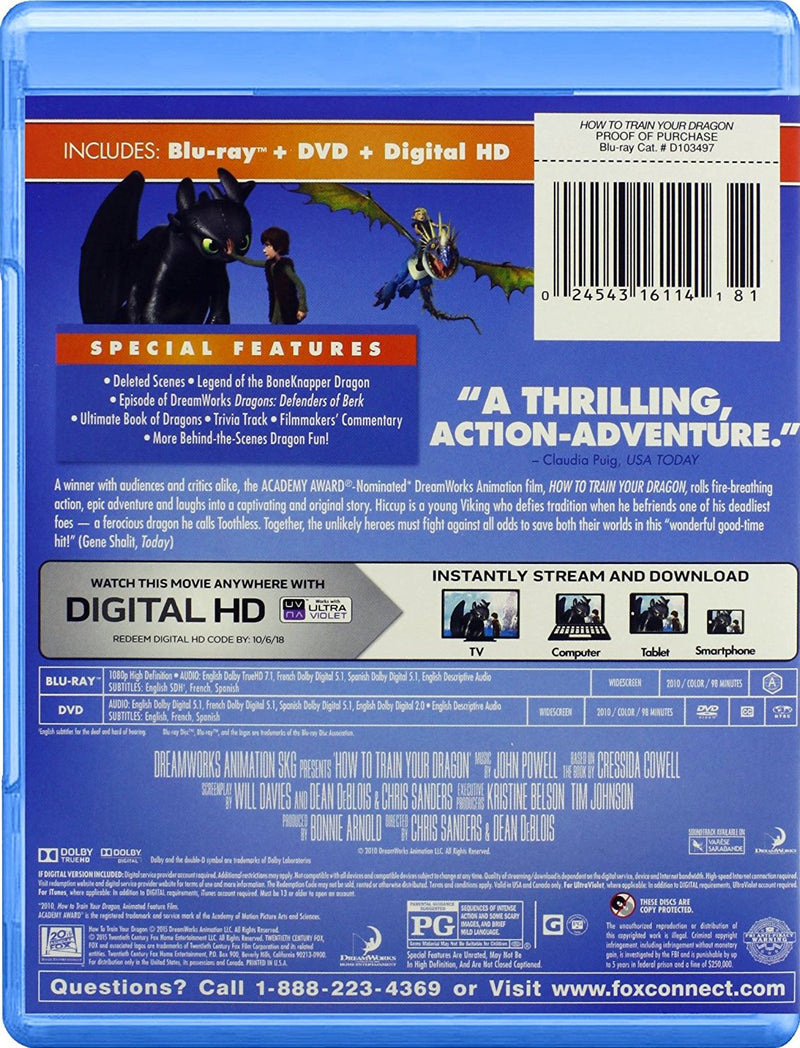 How To Train Your Dragon Blu-ray + DVD + Digital HD (2-Disc Set) (Free Shipping)