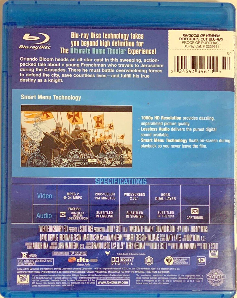 Kingdom Of Heaven - Director's Cut Blu-Ray (Free Shipping)