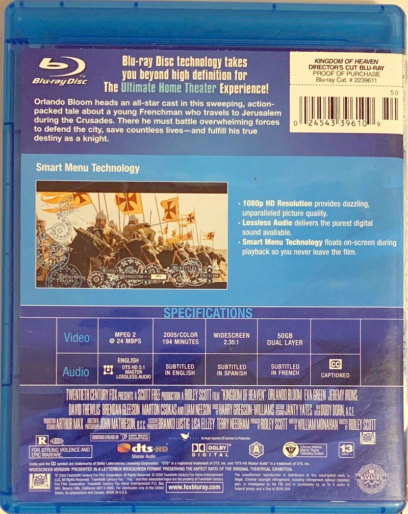 Kingdom Of Heaven - Director's Cut Blu-Ray (Free Shipping)