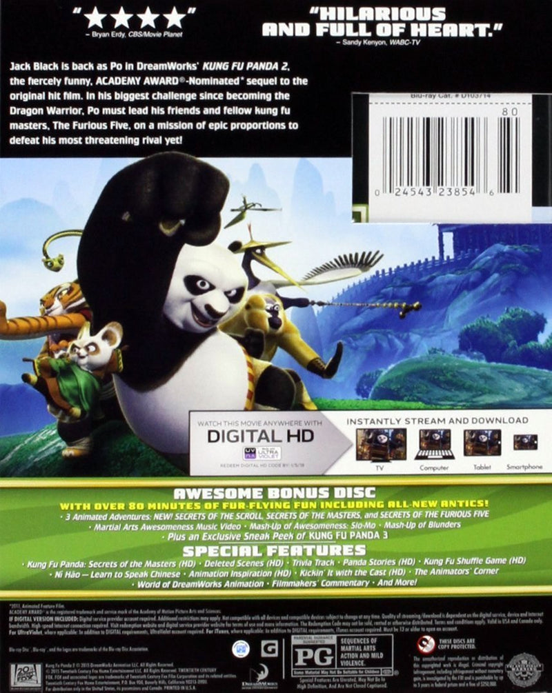 Kung Fu Panda 2 - Ultimate Edition Of Awesomeness Blu-Ray + DVD + Digital HD (3-Disc Set) (Free Shipping)