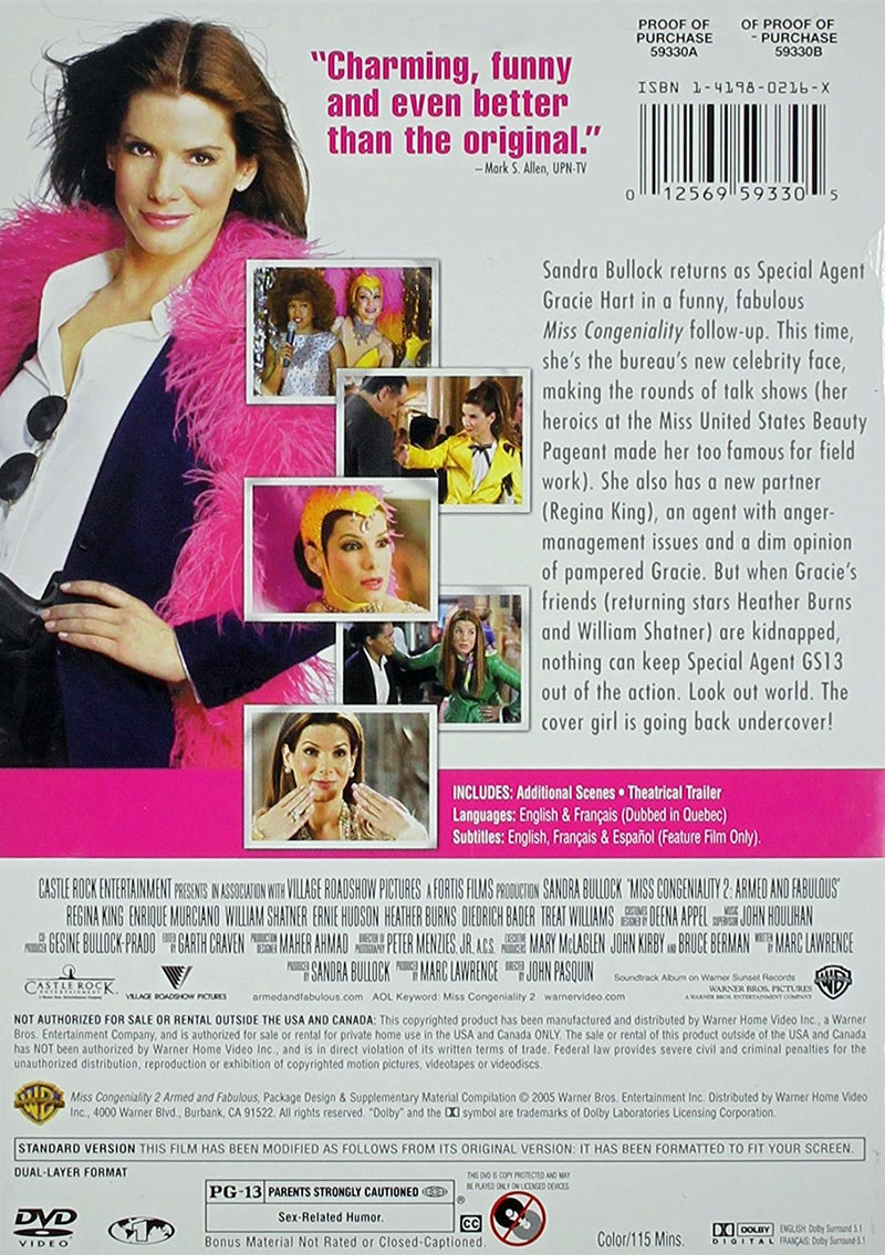 Miss Congeniality 2 - Armed And Fabulous DVD (Fullscreen) (Free Shipping)