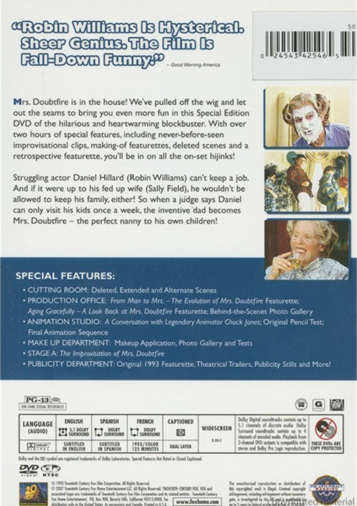 Mrs. Doubtfire DVD (Behind-The-Seams Edition) (Free Shipping)