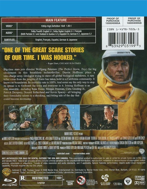 Outbreak Blu-ray (Free Shipping)