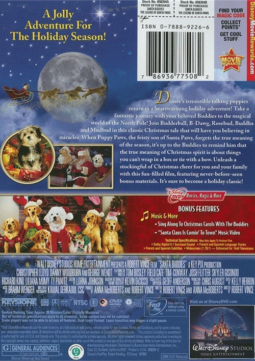 Santa Buddies: The Legend Of Santa Paws DVD (Free Shipping)