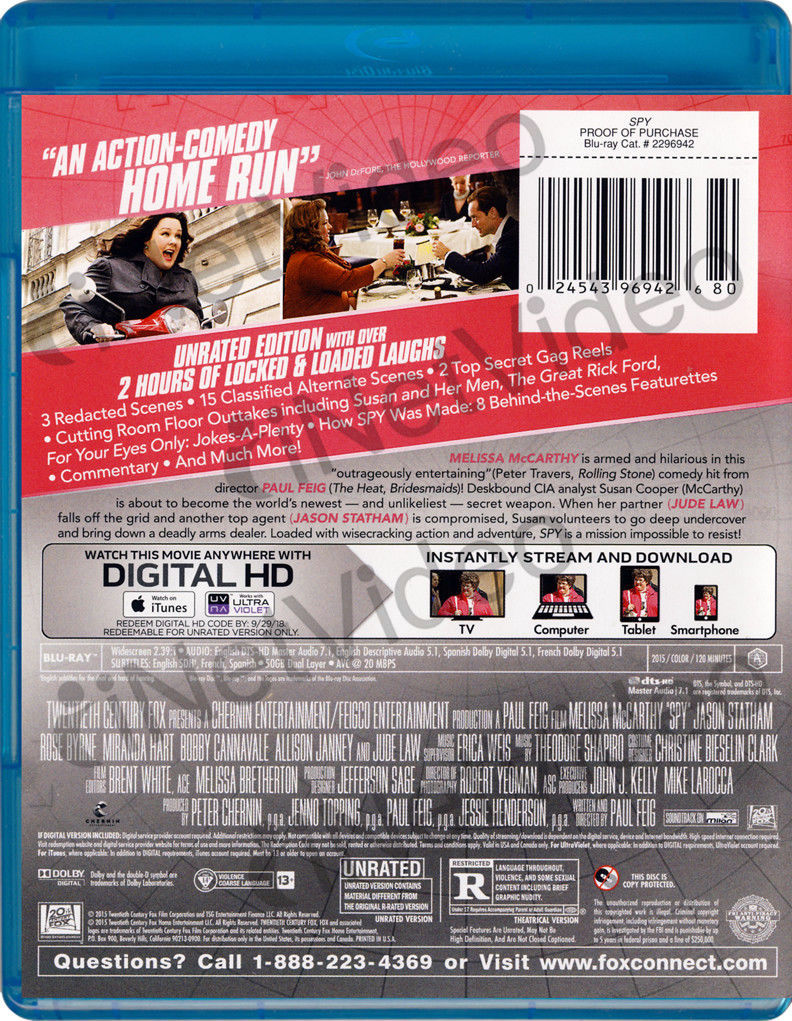 Spy Blu-Ray + Digital HD with Slip Cover (Free Shipping)