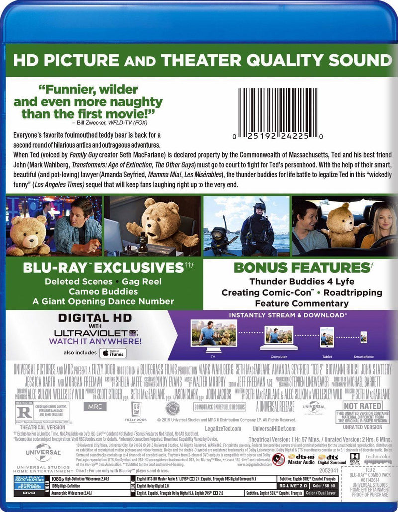 Ted 2 Blu-Ray + DVD + Digital HD (2-Disc Set) (Free Shipping)
