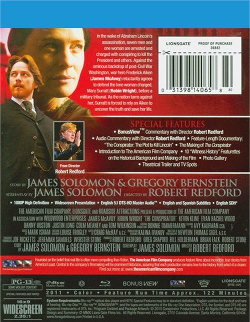 The Conspirator Blu-ray (Free Shipping)