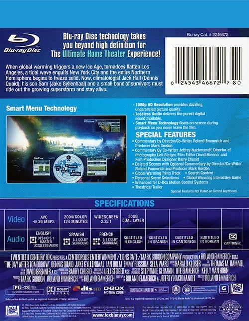 The Day After Tomorrow Blu-ray (Free Shipping)