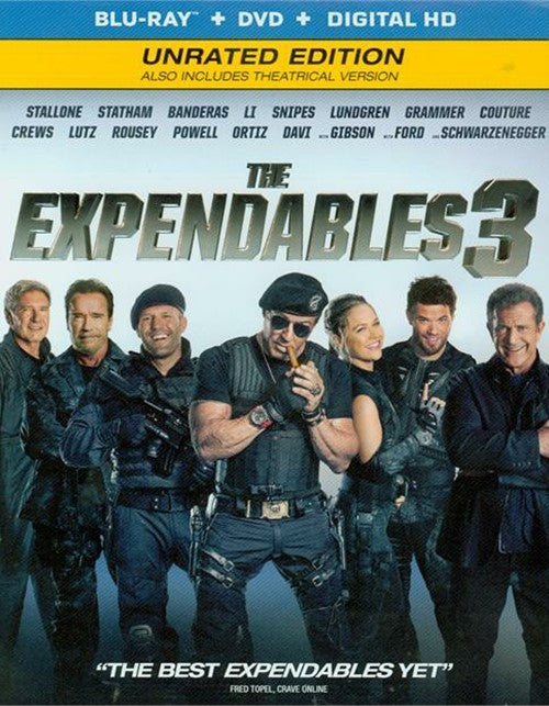 The Expendables 3 Blu-ray + DVD+ Digital HD (2-Disc Unrated Edition) (Free Shipping)
