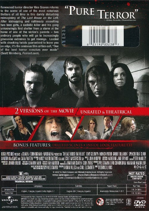 The Last House On The Left DVD (Unrated) (Free Shipping)