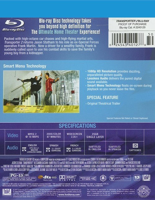 Transporter 2 Blu-Ray (Free Shipping)