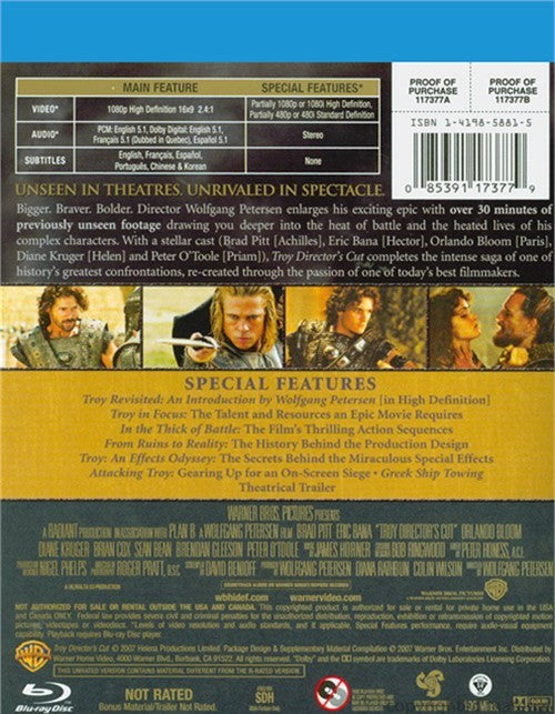 Troy - Director's Cut Blu-Ray (Special Edition) (Free Shipping)