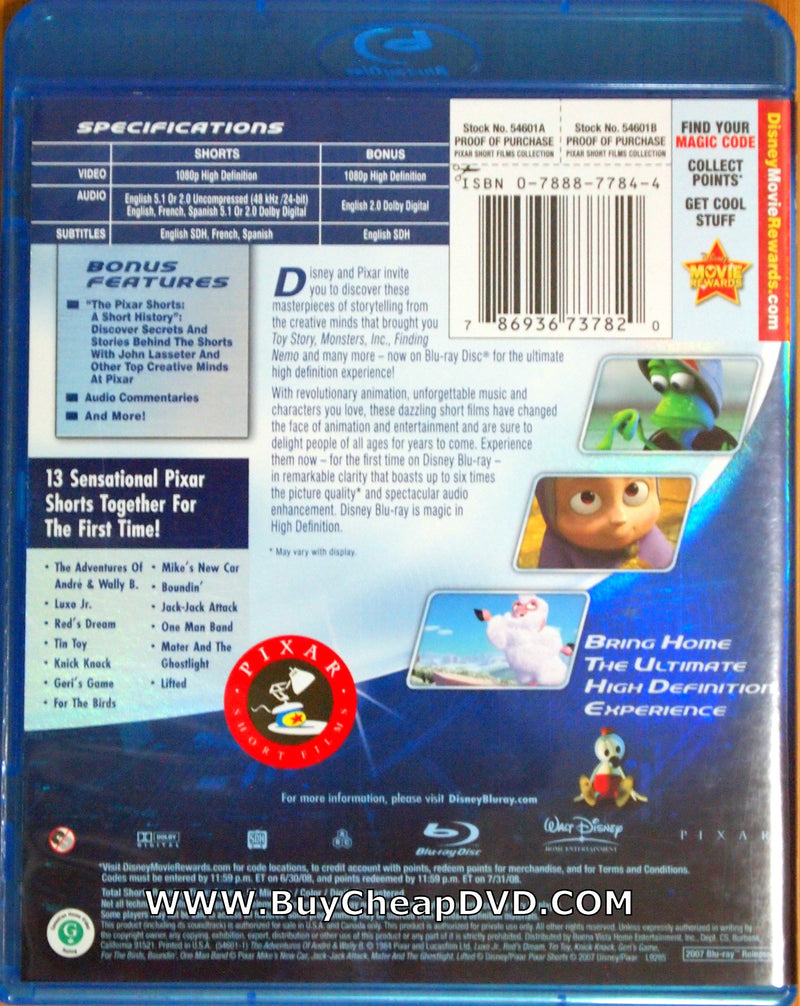 Pixar Short Films Collection - Vol. 1 Blu-ray (Free Shipping)