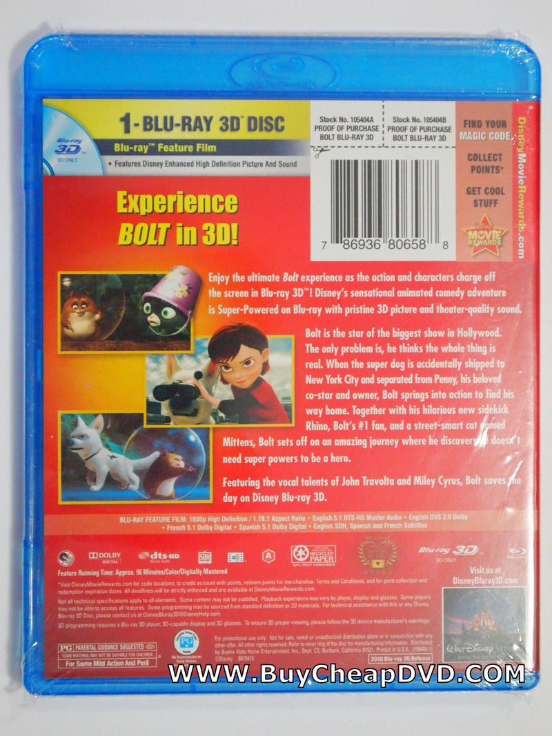 BOLT 3D Blu-Ray (Free Shipping)